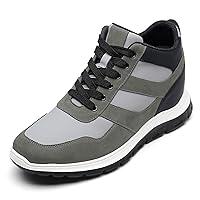 CHAMARIPA Men's Height Increasing Elevator Shoes - Hidden Heel High-Top Sneakers That Make You 2.76/3.15/3.51 Inches Taller Genuine Leather Handcrafted