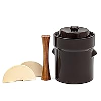 Trademark Innovations Fermentation Jar Crock Stoneware Pickling Set, 1.3 Gallons, Brown