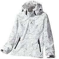 Rain Jacket Womens Waterproof With Hood Lightweight Raincoats Casual Print Zipper Hiking Outdoor Windbreaker Rain Coat