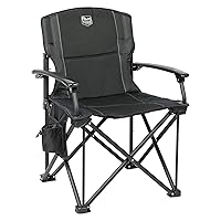 Folding Camping Chair with Padded Hard Armrest and Cup Holder-for Outdoor, Camp, Fishing, Hiking, Lawn, Including Carry Bag, Aluminum, Black，1 Pack/2 Pack