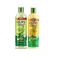 ORS Olive Oil Moisture Restore Creamy Aloe Shampoo - Strengthen & Nourish Replenishing Conditioner Infused with Sweet Orange Oil - Bundle