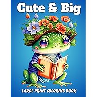 Cute & Big Large Print Coloring Book: Simple Designs for Adults, Seniors and Beginners.