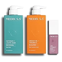 MEDIX Glycolic Acid Body Wash + Argan Oil Firming Cream + 20% Vitamin F Anti-Aging Booster Serum Set