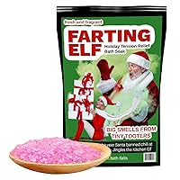 Farting Elf Bath Salts Soak - Holiday Stress Relief Gag Gift for Adults - Funny Christmas Gifts for Friends - Fresh and Fragrant White Elephant Stocking Stuffer, Pink Rose