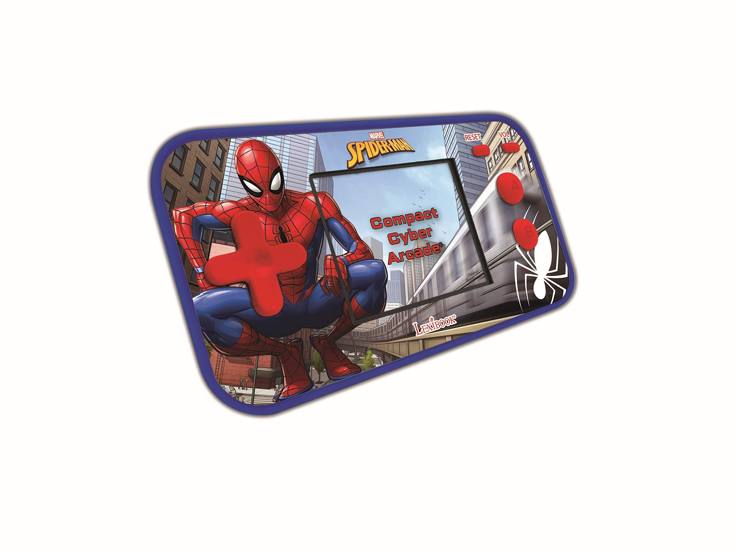 LEXiBOOK Marvel Spider-Man Peter Parker, Compact Cyber Arcade®, Portable Gaming Console, 150 Games, LCD Colour Screen, Battery Operated, Blue, JL2367SP