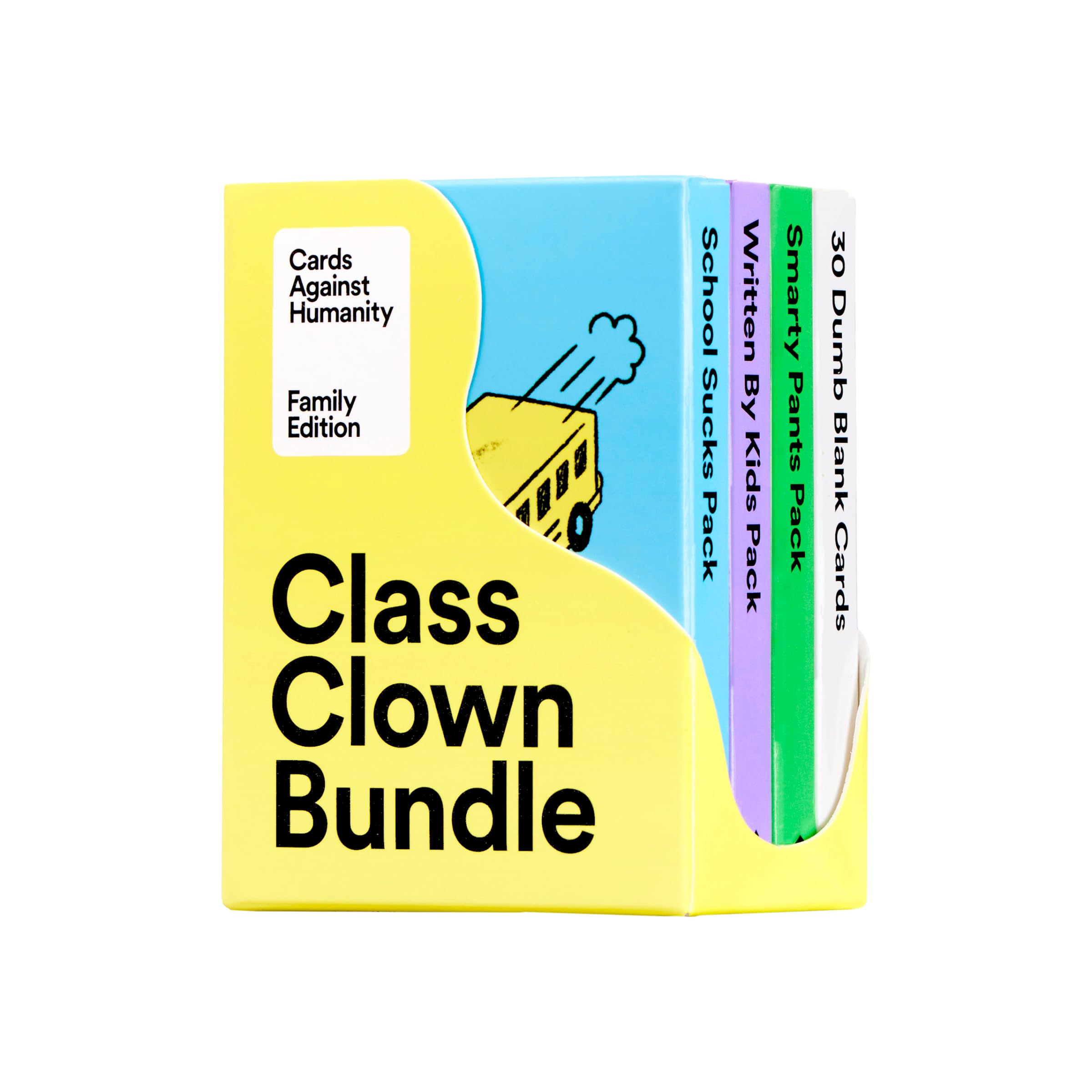 Cards Against Humanity Family Edition: Class Clown Bundle • 3 Themed Packs + 30 Blank Cards for Your Dumb Inside Jokes