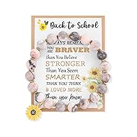 Back to School Gifts, Natural Stone Sunflowers Bracelet, College/High Senior School Greeting Gift for Teen Girl, Women