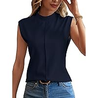 SOLY HUX Women's Mock Turtle Neck Tops Cap Sleeve Tank Tops Summer Casual Sleeveless Shirts