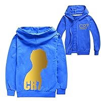 Child Cristiano Ronaldo Casual Jackets with Full zip-Soccer Stars Graphic Comfy Loose Fit Hoodies Sweatshirts for Boys