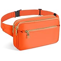 Fanny Packs for Women & Men, Fashion Waist Bag Hip Bum Bag with Multi-Pockets Large Capacity Cute Fanny Pack Casual Bum Bag for Disney Traveling Shopping Casual Cycling Running (Orange)