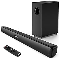 Sound Bar, Sound Bars for TV, Soundbar, Surround Sound System Home Theater Audio with Wireless Bluetooth 5.0 for PC Gaming, AUX/Opt/Coax Connection, Remote Control Wall Mountable