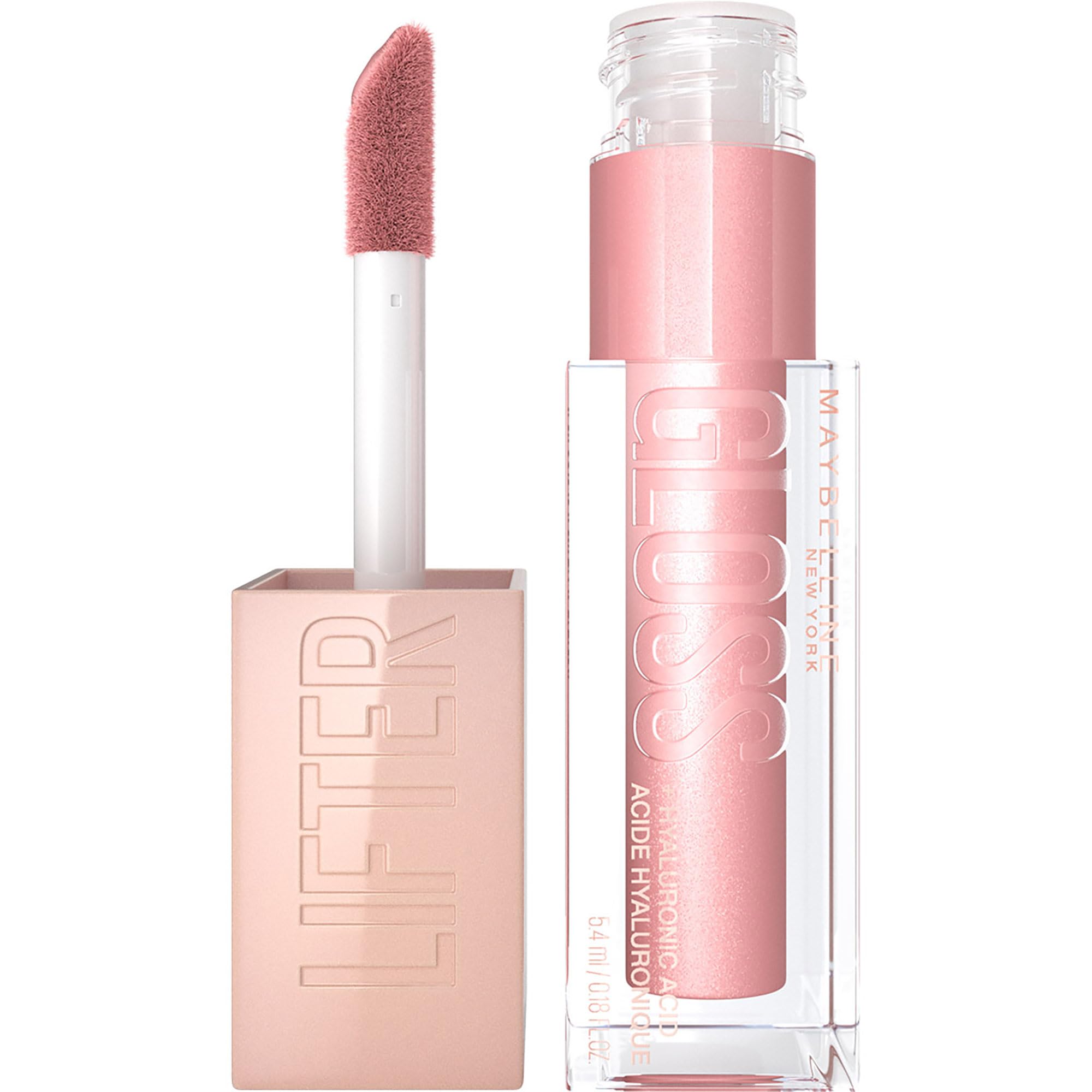 Maybelline New York Lifter Gloss, Hydrating Lip Gloss with Hyaluronic Acid, High Shine for Plumper Looking Lips, Opal, Pink Neutral, 0.18 Ounce