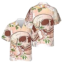 Funny Tropical Floral Skull Aloha Hawaiian Shirt S-5XL for Men and Women
