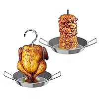 Thanksgiving Roast Chicken- Turkey Frying Rack & Vertical Skewer Al Pastor Skewer Set, Turkey Smoking Rack, Brazilian Meat Skewer, Vertical Turkey Fryer Stand Set for Pit Barrel Smoker, Big Green Egg