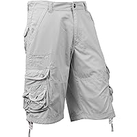 Mens Premium Cargo Shorts with Belt Outdoor Twill Cotton Loose Fit Multi Pocket Pants