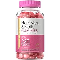 Hair, Skin and Nails Gummies | 220 Count | Fruit Flavor Gummy Vitamins | with Biotin | Non-GMO, Gluten Free
