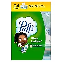 Puffs Plus Lotion Facial Tissues, 24 Family Boxes, 124 Tissues Per Box