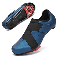 Unisex Cycling Shoes Compatible with Peloton Bike with Single Hook & Loop Strap and Delta Cleats Included Perfect for Indoor Road Riding Bike Shoes for Men Women, Sapphire Blue 7.5