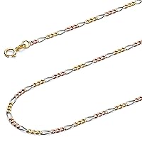 14K Solid Gold Figaro Chains (Select Options)