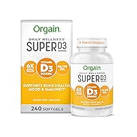 Orgain Super Vitamin D3 Supplement 5,000iu (125mcg) Immune, Bone, and Mood Support, Organic Olive Oil for Better Absorption - 8 Month Supply (240 Softgels)