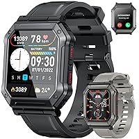 Smart Watch for Men Fitness Tracker: (Make/Answer Call) Bluetooth Tactical Military Smartwatch for Android Phones iPhone Outdoor Waterproof Digital Sport Run Watches Heart Rate Monitor Step Counter