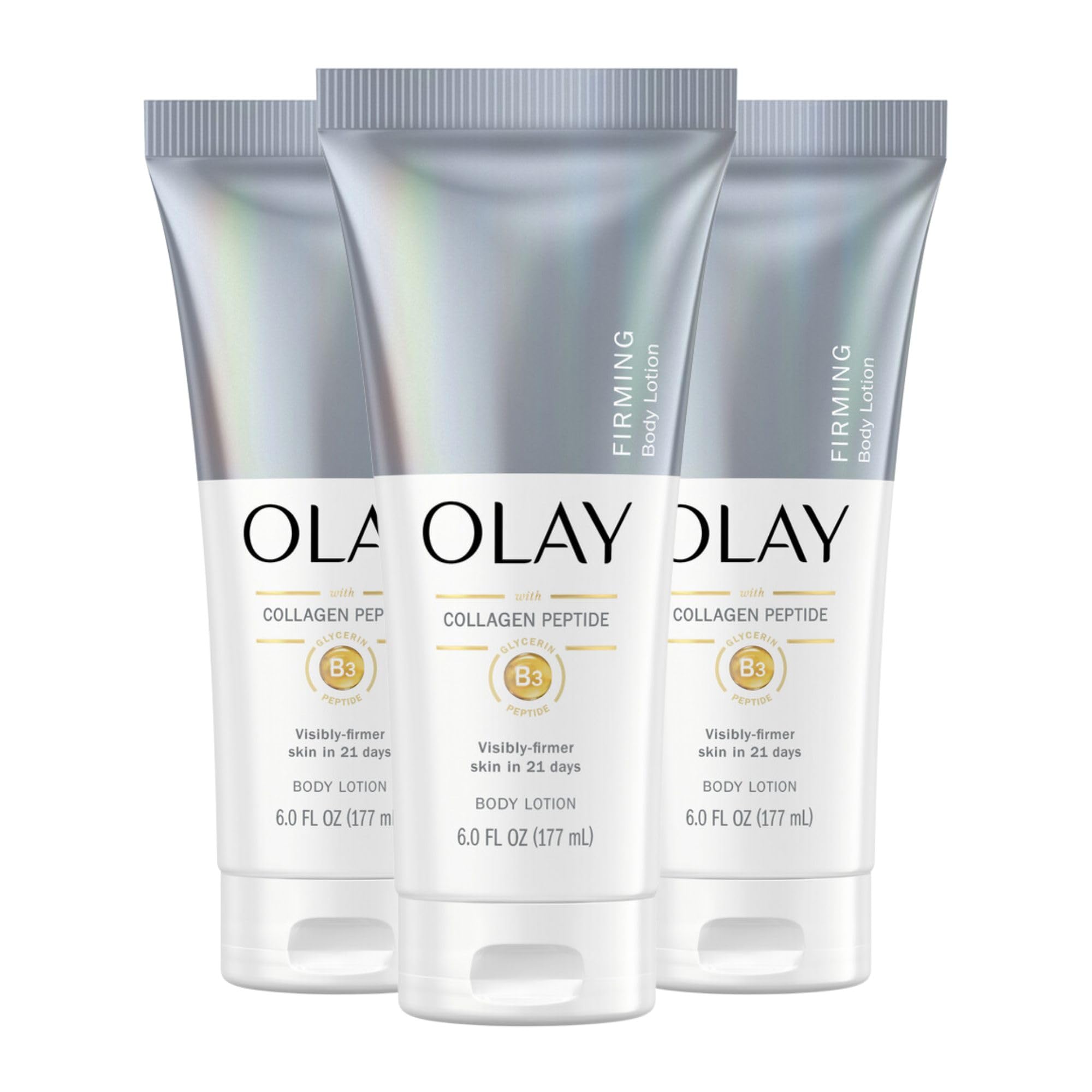 Olay Firming & Hydrating Hand and Body Lotion with Collagen, 6 fl oz Tube (Pack of 3)