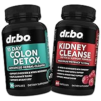 Colon & Kidney Cleanse Detox Support Supplement - 15 Day Intestinal Cleanse Pills & Probiotic for Bloating & Daily Bowel Movement Flush - Help Support Kidneys, Bladder & Urinary Tract Health