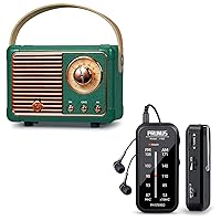 Pocket Radio Mini AM FM Stereo Radio Portable Battery Operated Radio, PRUNUS J-999 Portable Retro Bluetooth Speake
