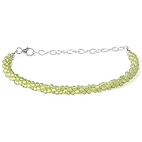 Peridot Beads Bracelet, 925 Sterling Silver Peridot Bracelet, Faceted Round Peridot 2MM Beads Bracelet, Peridot Bracelet