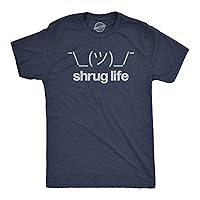 Mens Shrug Life T Shirt Funny Shrugging Text Meme Tee for Guys