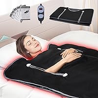 Blanket for Detoxification Portable Far Infrared Home, Oxford Sauna Bag w/Arm Holes & Carbon Fiber Heating, 1-6 Level Adjustable Temp 95-176℉, 5-60 Minutes Timer, 75 x 35 in, Black