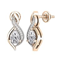 IGI Certified 14K Solid Gold Swirl Teardrop Stud Earrings for Women with 1.04 ctw, Pear (1.00 ct) & Round (0.04 ct) Lab Grown White Diamond