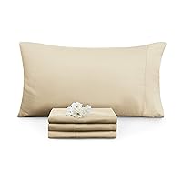 Empyrean Bedding King Size Pillow Cases - Soft, Breathable, Fade Resistant Microfiber in Cream Beige, 4 Pack