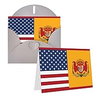 American Spain Flag Greeting Cards Blank Note Cards With Envelopes Happy Birthday Cards Valentine's Day Cards For Graduation, Wedding 4 x 6 inches