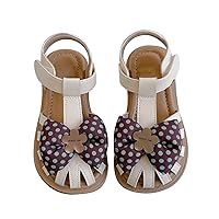 Girls Water Shoes Size 1 Summer Polka Dot Flower Bow Sweet Dwarf with Princess Shoes Little Child/Big Toddler