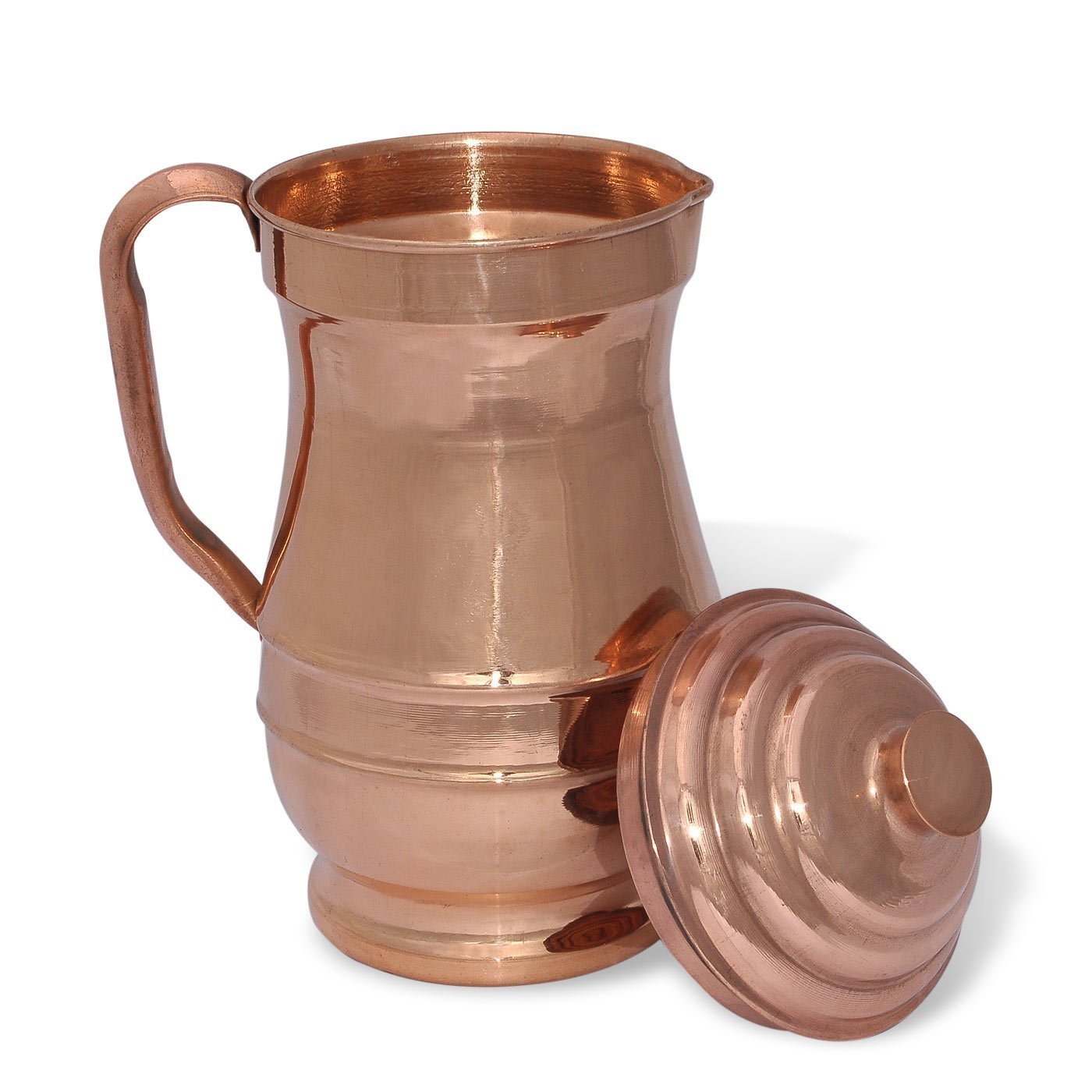 Handcrafted Water Pitcher Smooth Finished Maharaja Jug Copper Pitcher Capacity 60 Fluid Ounce Approx