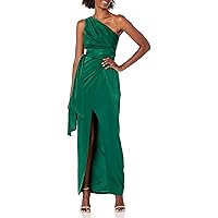 Aidan Mattox Women's One Shoulder Washed Charmeuse Draped Dress/Gown