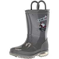 Ad Tec kids Light up Waterproof Rain Boot, Light weight Non Slip Durable PVC Boot with Handles
