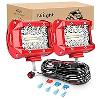 Nilight LED Light Bar 2PCS 60W 4Inch Triple Row Spot Flood Combo Lights w/Wiring Kit for Fog Light Driving Light Work Light on Off-Road Truck SUV ATV UTV, 2 Years Warranty