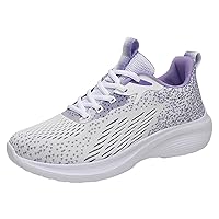 Womens Walking Shoes Athletic Running Sneakers Fashion Autumn Women Sports Shoes Flat Non Slip Lace Up Fly Woven Mesh Breathable Comfortable Solid Color Simple