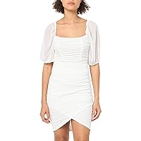 Speechless Women's Short Sleeve Ruched Bodycon White Party Dress
