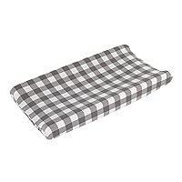 Grey and White Buffalo Check Changing Pad Cover