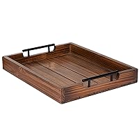 Wood Serving Tray with Handles by Cozy Décor - 17 Inch Premium Rustic Tray for Coffee Table - Ottoman Tray for Living Room - Tv Trays for Eating Breakfast in Bed - Wooden Tray for Ottoman