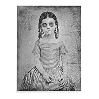 Creepy Retro Goth Girl Scary Horror Poster Black and White Retro Poster Canvas Art Poster and Wall Art Picture Print Modern Family Bedroom Decor 12x16inch(30x40cm) Unframe-Style