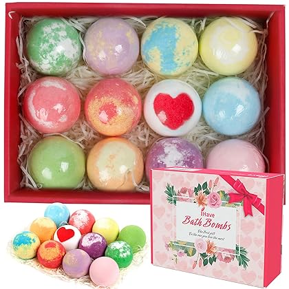 iHave Bath Bombs for Women, 12 Large Bath Bomb Bubble Bath Spa Gift Set for Her, Natural Handmade BathBombs Rich in Essential Oils, Romantic Gifts for Girlfriend/Wife