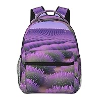 Lavender Flower Backpack, 15.7 Inch Large Backpack, Zippered Pocket, Lightweight, Foldable, Easy To Travel