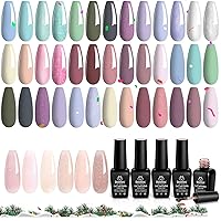 beetles Gel Polish Nail Set 20 Colors Healing Elixir Collection Manicure Kit with 6 Pcs Jelly Shimmer Giltter Nails Lady with Dreams Collection Transparent Pink Biege Gel