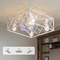 Retro White Ceiling Fan with Lights - Oscillating, 6-Speed, Remote Controlled, All Seasons, 4 E26 Bases