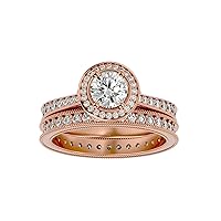 Certified 18K Gold Dual Ring in Round Cut Moissanite Diamond (0.59 ct) Round Cut Natural Diamond (0.86 ct) With White/Yellow/Rose Gold Engagement Ring For Women