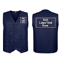 TopTie Custom Unisex Work Vest Volunteer Staff Button Vest Printed Embroidered Your Text Logo